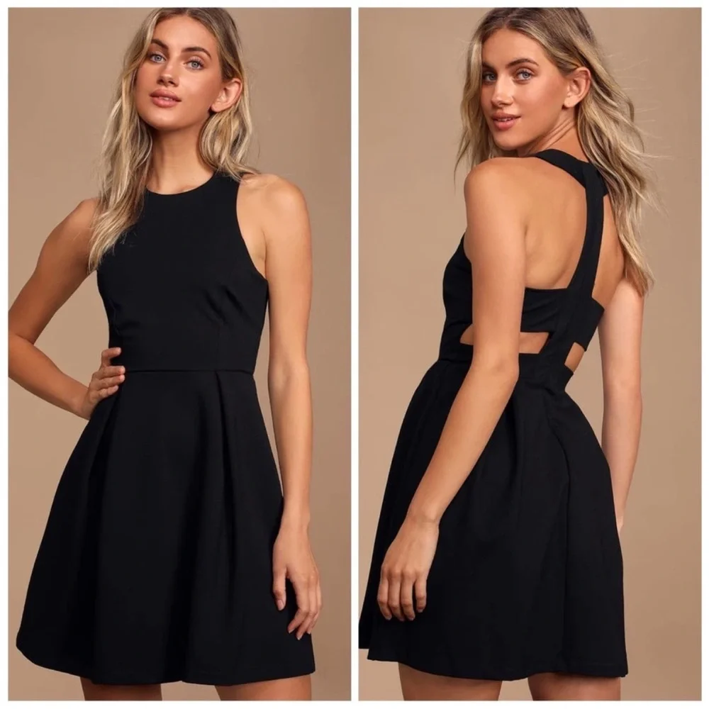 Lulus Cutout and About Black Skater Dress Size Small New with tags - Picture 1 of 10